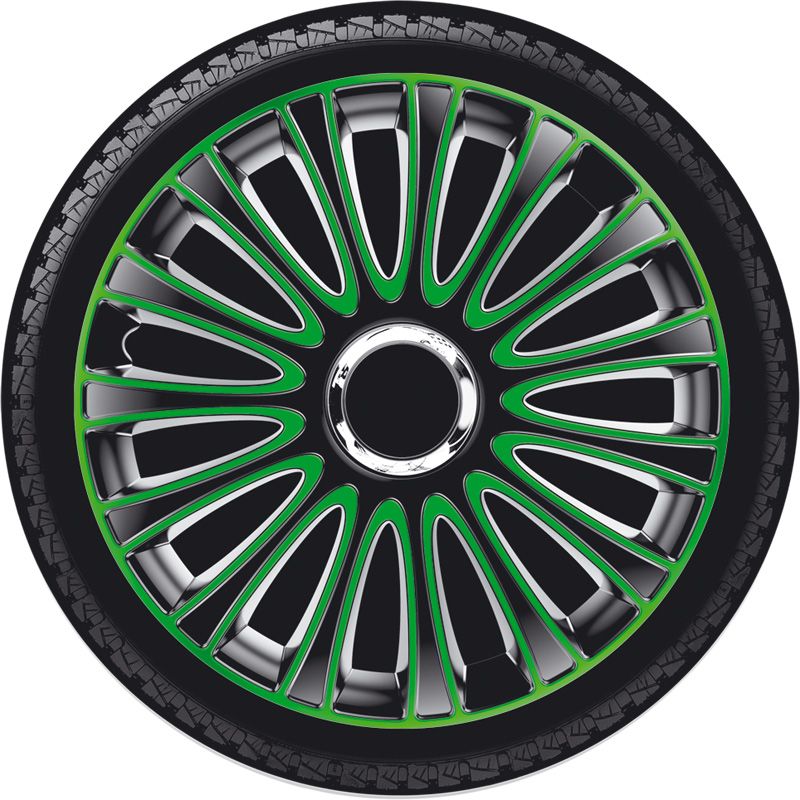 Jeu d'enjoliveurs LeMans 15-inch noir/vert