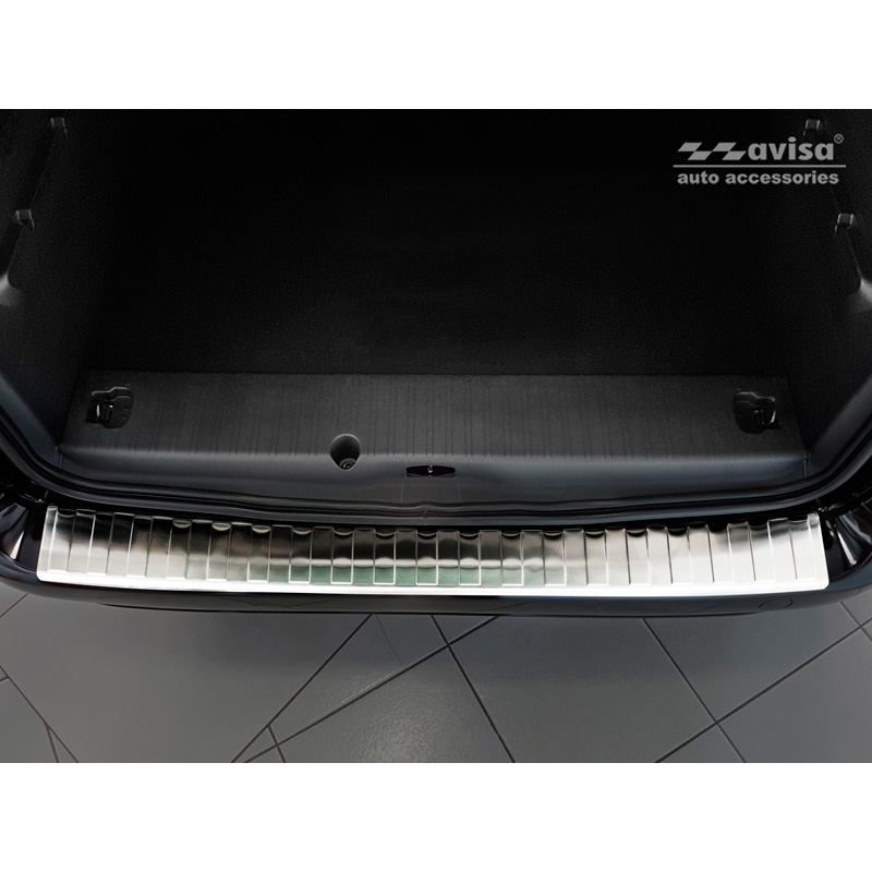 Protection de seuil arrière inox sur mesure pour Citroën Berlingo II Multispace & Peugeot Partner Tepee 2008-2015 & 2015-2018 & 2018- & Peugeot Rifter 2018- & Opel Combo 2018- & Toyota Proace City/Verso 2019- & Fiat Doblo 2022-