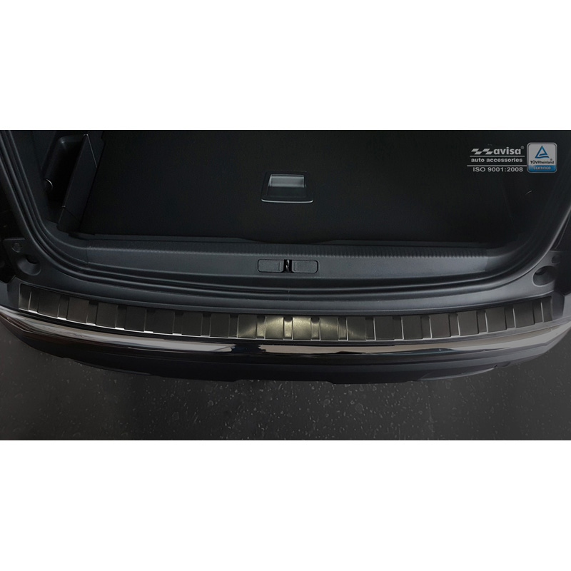 Protection de seuil arrière inox noir sur mesure pour Peugeot 3008 II 2016- 'Ribs'