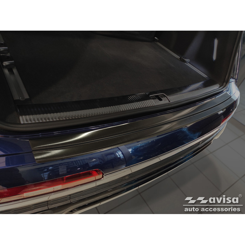 Protection de seuil arrière inox noir sur mesure pour Audi Q7 (4M) 2015-2019 & FL 2019- incl. S-Line