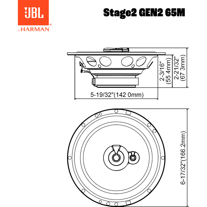 JBL Stage 2 Gen2 65M 6.5'' (16,5cm) 3-Voies Set de haut-parleur 480W/60W RMS
