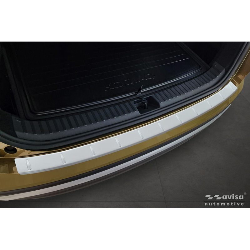 Avisa Protection de seuil arrière inox thermolaqué sur mesure pour Skoda Kodiaq II 2024- 'Soft Silver'