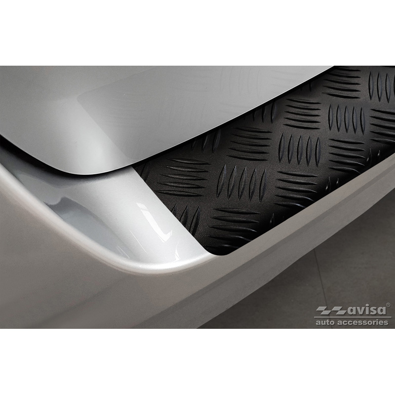 Protection de seuil arrière en aluminium noir mat sur mesure pour Volkswagen Multivan T7 2021- 'Riffled plate'