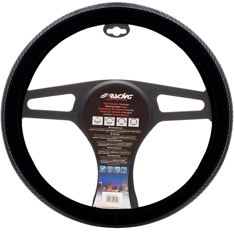 Simoni Racing Couvre-Volant Comfort - Velours noir/aspect carbone - 37-39 cm