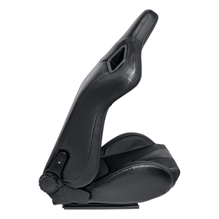Siège baquet 'RK' - Simili Cuir Noir + Surpiqûres argent - Dossier réglable - incl. glissières