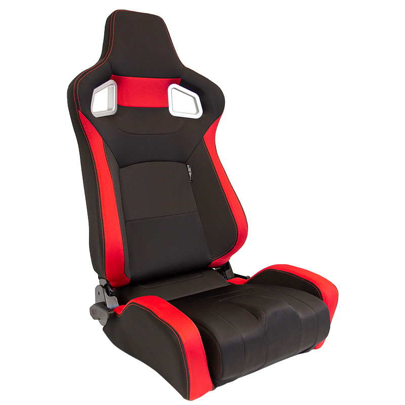 Siège baquet 'RS6-II' - Tissu Noir/Rouge - Dossier réglable - incl. glissières