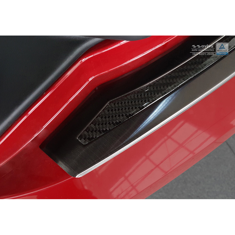 Protection de seuil arrière inox 'Deluxe' sur mesure pour Tesla Model S 2012-2016 & Facelift 2016- Noir/Carboné noir