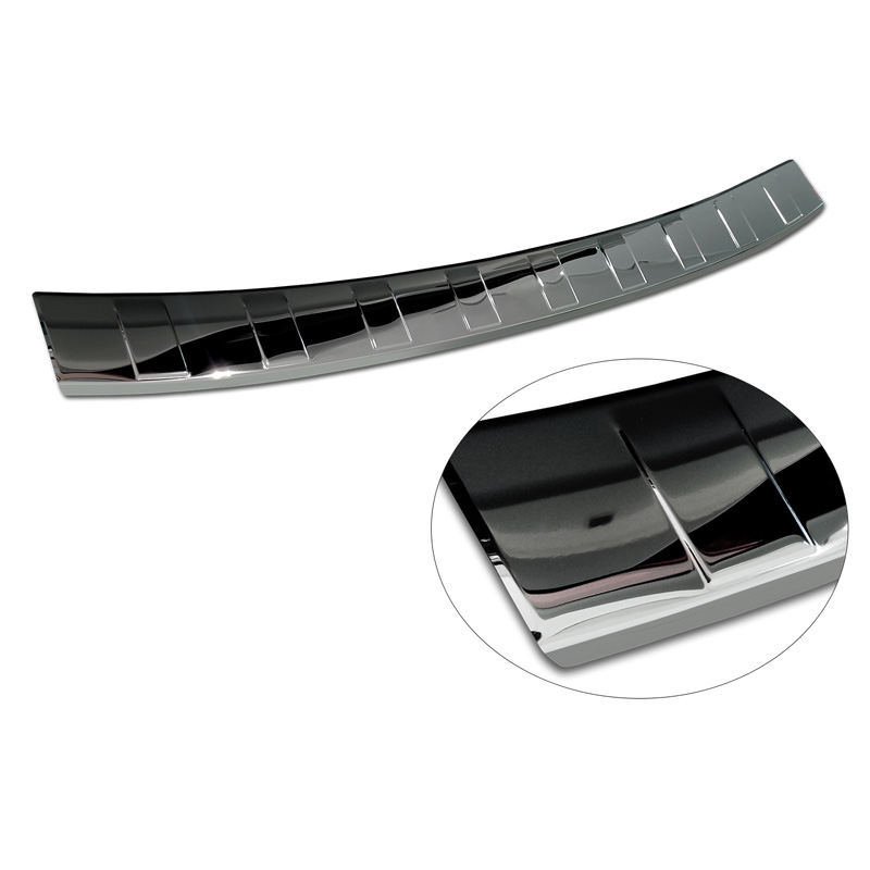 Protection de seuil arrière inox Chrome Noir sur mesure pour Volvo V60 II / V60 II Cross Country 2018- & V60 II Plug- In Hybrid / R-Design 2019- 'Ribs'