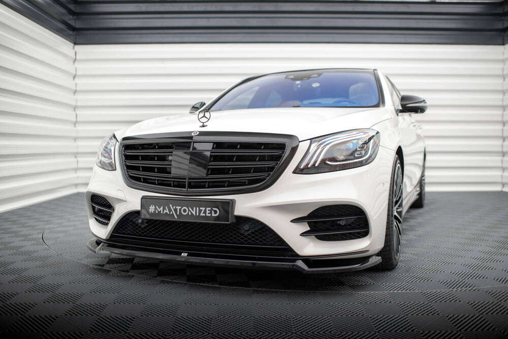 Voorspoiler V.1 Mercedes Benz S Klasse AMG Pakket W222 FL Maxton Glans Zwart
