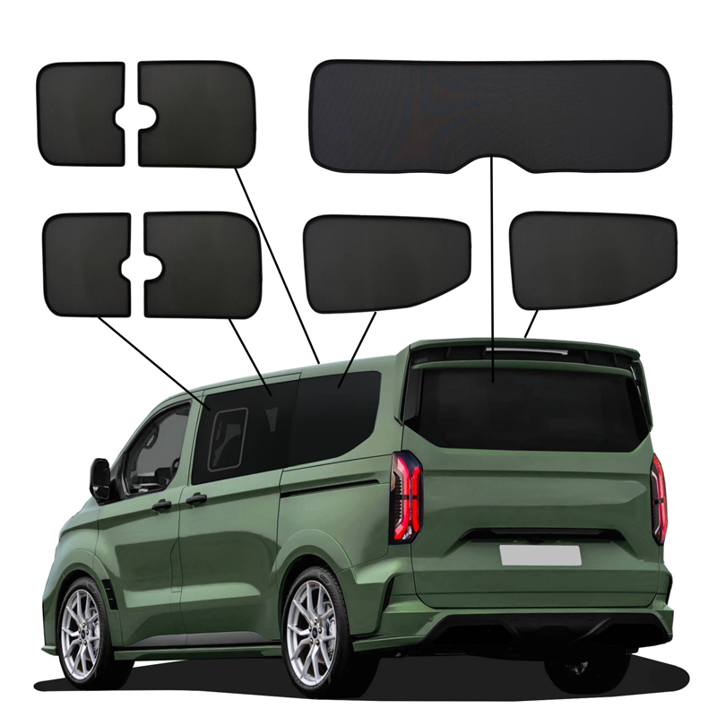 SunClip Protection visuelle & solaire sur mesure pour Volkswagen T7 Caravelle (L1) 2024- & Ford Tourneo Custom (L1) 2023- avec vitres entrebâillantes