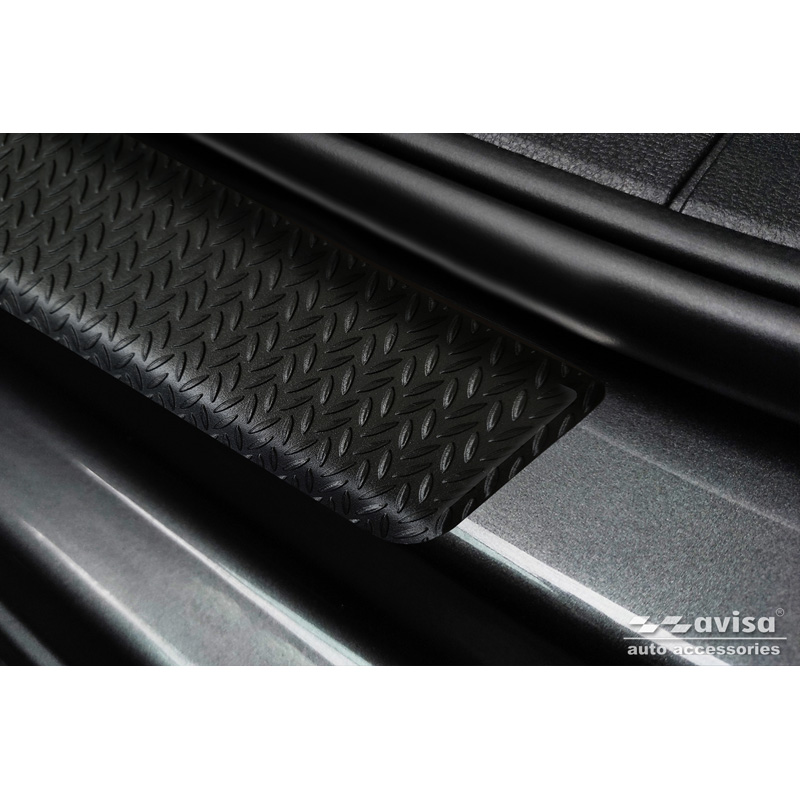 Seuils de portes aluminium 'Riffled Plate' sur mesure pour Volkswagen Caddy V 2020- - 2-pièces - Noir