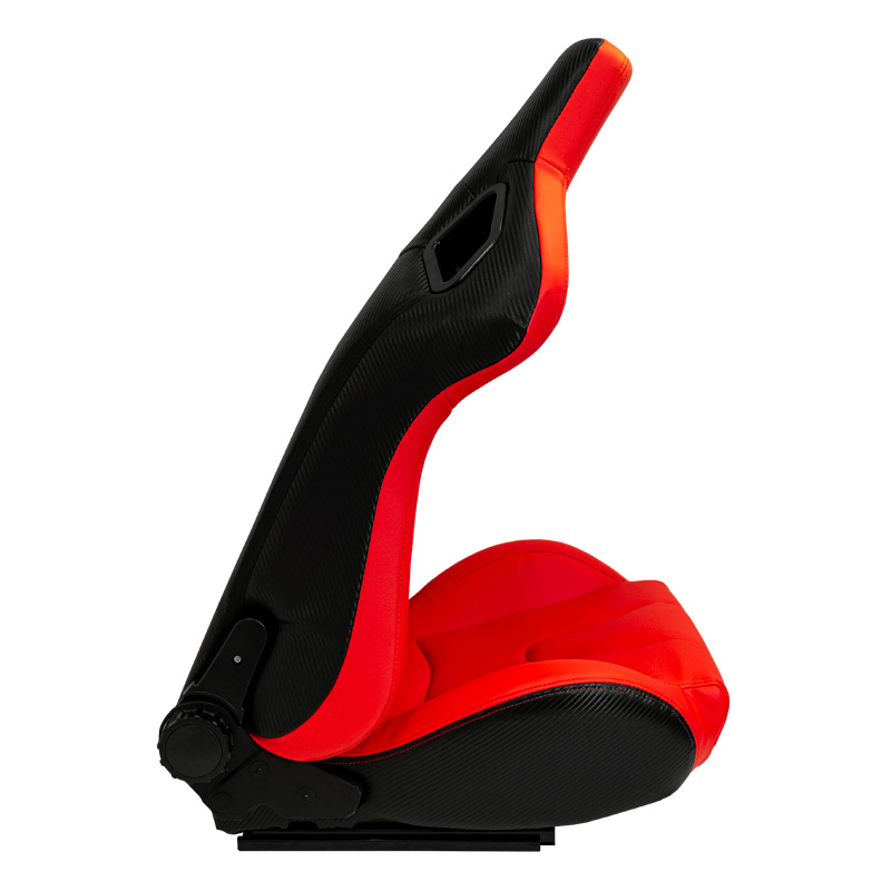 Siège baquet 'RK' - Rouge Simili Cuir - Dossier réglable - incl. glissières