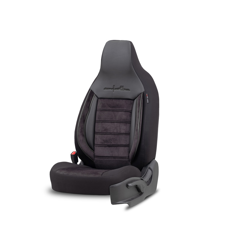 Housse de sièges 'CityBug' universel en velours/textile 'Comfortline' Noir/Gris - 9-pièces - adapté aux Side-Airbags