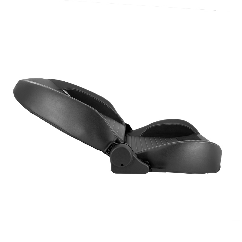 Siège baquet 'Classic II' - Simili Cuir Noir + suède + Surpiqûres gris - Dossier réglable à droite - incl. glissières