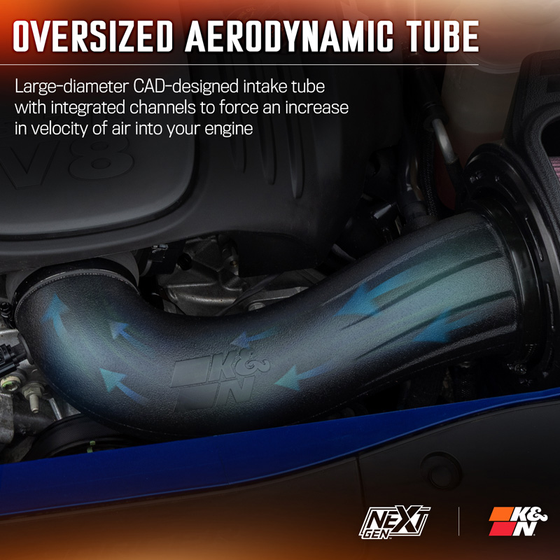 K&N NextGen d'admission d'air froid  sur mesure pour Chrysler 300(C) / Dodge Charger & Challenger 5.7L V8 2011-2023 (50-1542)