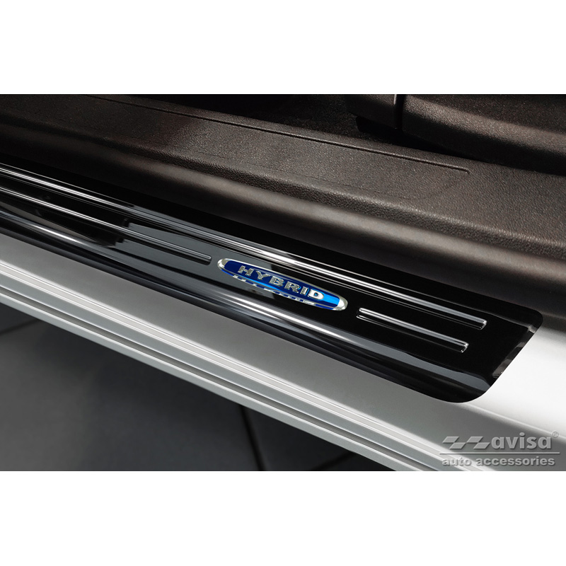Seuils de portes inoxydable noir sur mesure pour Opel Grandland X 2017-2021 & Facelift 2021- 'Hybrid' - 4-pièces