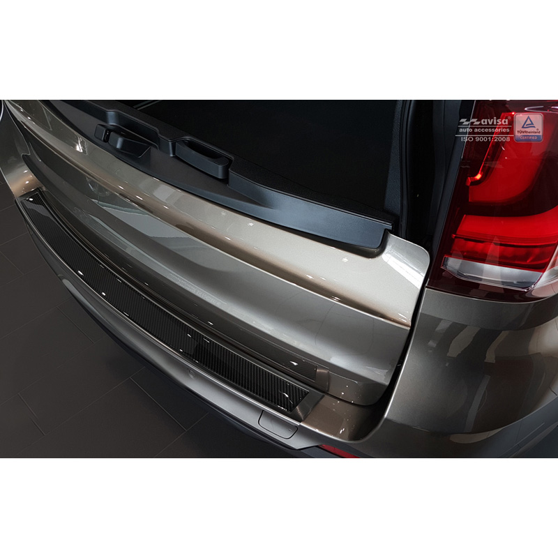 Protection de seuil arrière inox 'Deluxe' sur mesure pour BMW X5 (F15) 2013-2018 Noir/Carboné noir