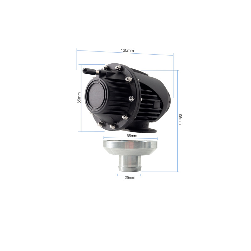 Simoni Racing Valve Blow Off Universelle Type 14 - pour moteurs turbo à essence - Raccord 25mm, Longueur 95mm, Diamètre 75mm - Noir