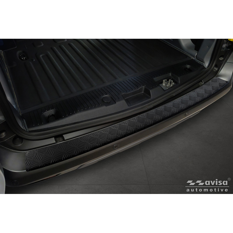 Avisa Protection de seuil arrière inox noir mat sur mesure pour Ford Transit Courier II / Tourneo Courier II 2023- 'Riffled Plate'