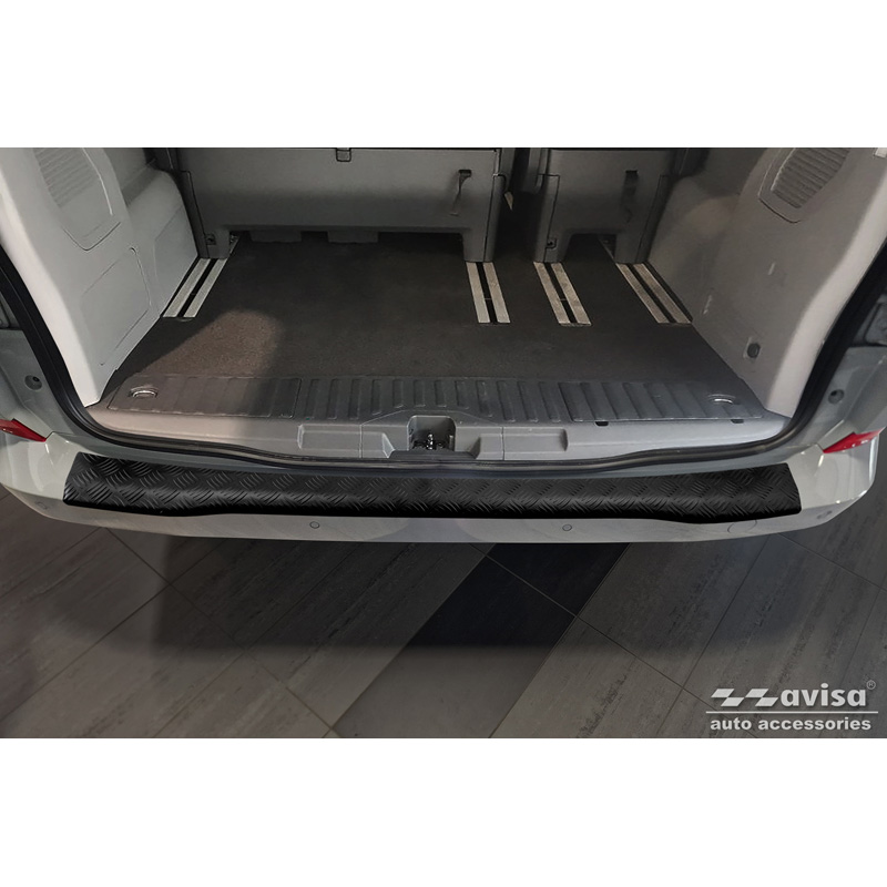 Protection de seuil arrière en aluminium noir mat sur mesure pour Ford Tourneo Custom II (V710) 2023- 'Riffled Plate'