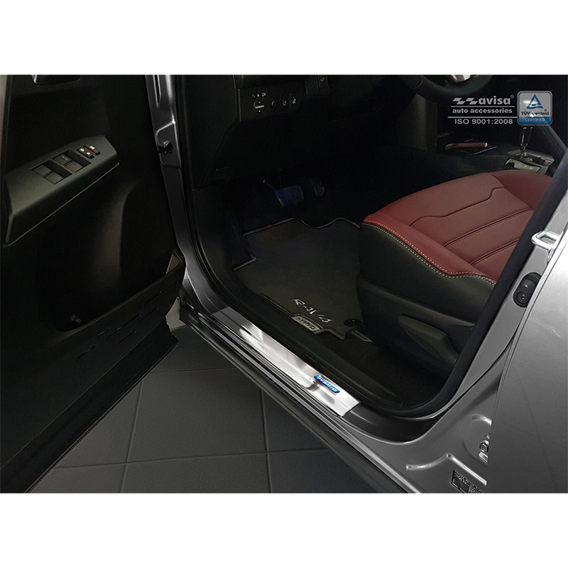 Seuils de portes inoxydable sur mesure pour Toyota C-HR 2016-2019 & FL 2019-2023 & RAV4 IV FL 2016-2018 & Lexus NX 2014-2021 - 'Hybrid' - 4-pièces