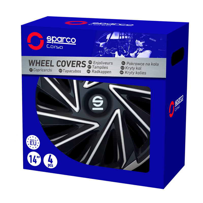 Sparco Enjoliveurs Varese - 14-pouces - Argent/Noir - Set de 4 pièces