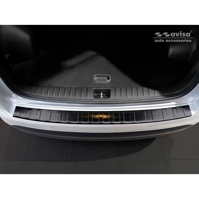 Protection de seuil arrière inox noir sur mesure pour Hyundai Tucson FL 2018- 'Ribs'