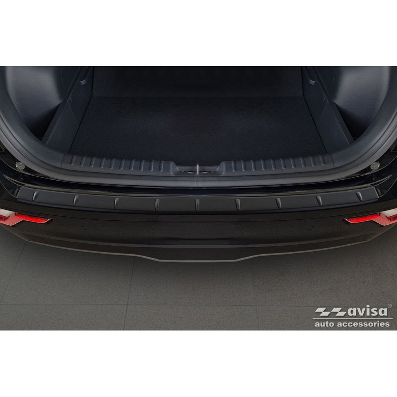 Protection de seuil arrière inox noir mat sur mesure pour Kia Niro II Hybrid & Niro II EV (SG2) 2022- 'Ribs'