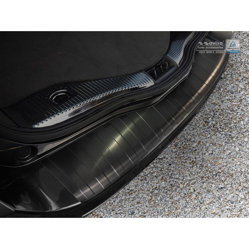Protection de seuil arrière inox noir sur mesure pour Ford Mondeo V Wagon 2014- 'Ribs'