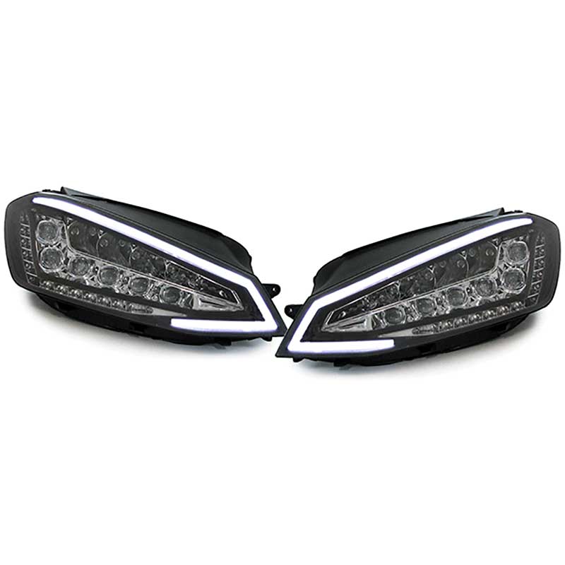 Set de Phares Full-LED incl. DRL sur mesure pour Volkswagen Golf VII 2012-2017 - Noir - incl. Moteur de Réglage