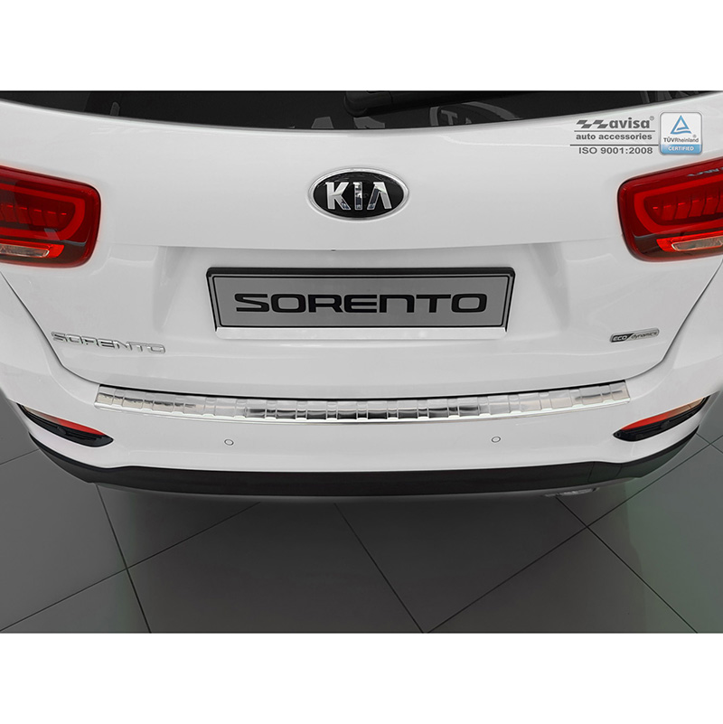 Protection de seuil arrière inox sur mesure pour Kia Sorento III Facelift 2017-2020 'Ribs'