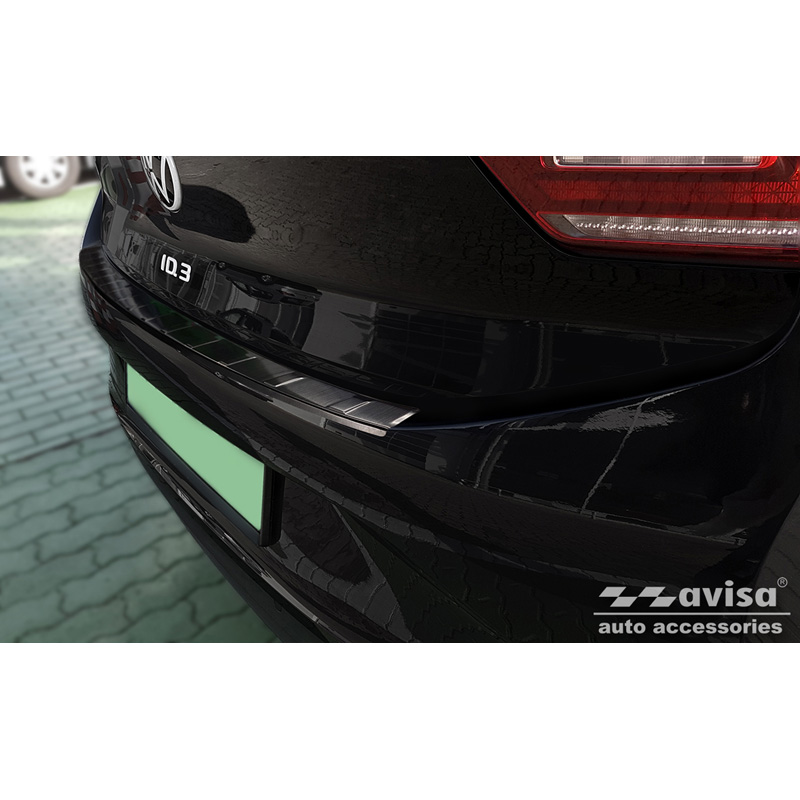 Protection de seuil arrière inox noir sur mesure pour Volkswagen ID.3 2020-2023 & FL 2023- 'Ribs'