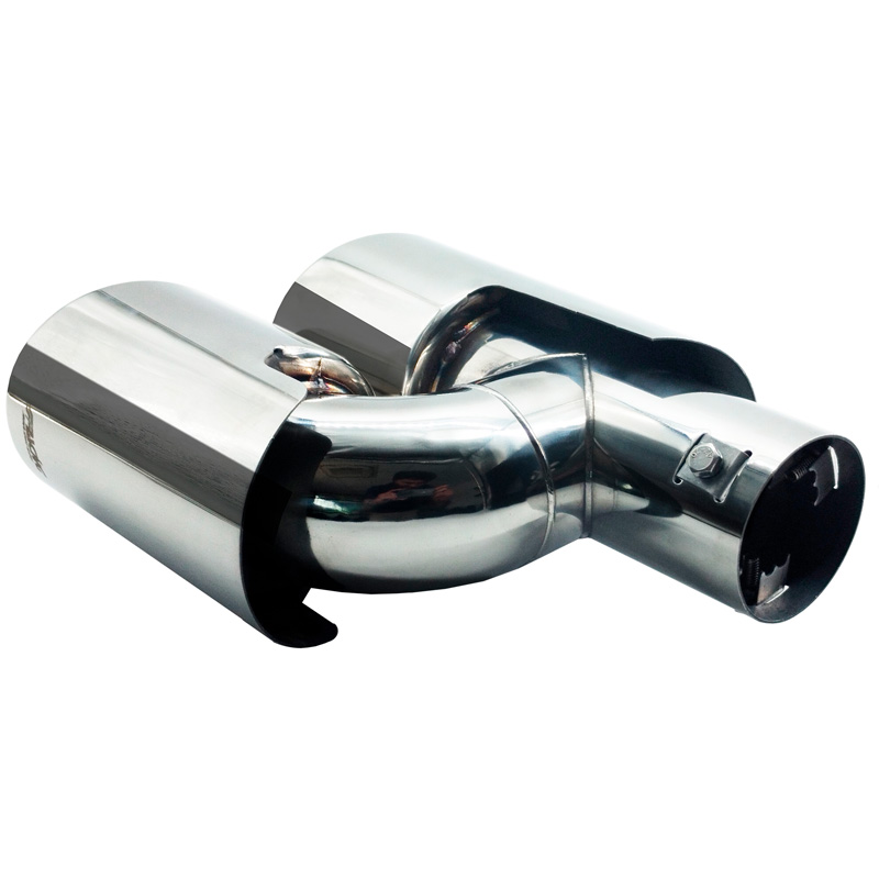 Simoni Racing Embout d'Échappement Rond Double Inox - Ø90xL220mm - Montage ->Ø37-59mm