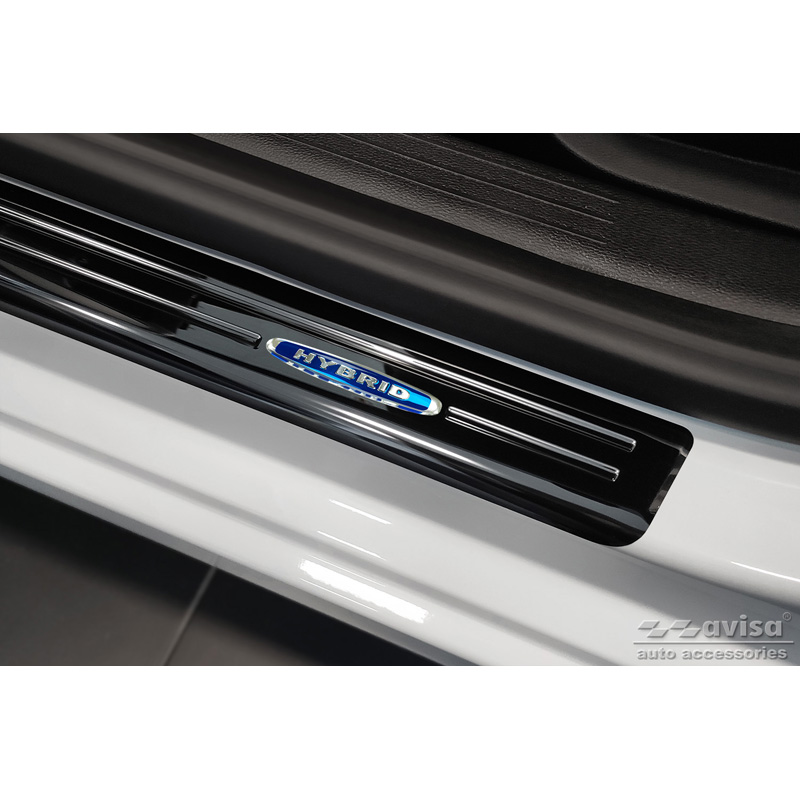 Seuils de portes inoxydable noir sur mesure pour Renault Clio V 2019- Incl. Facelift 'Hybrid' - 2-pièces