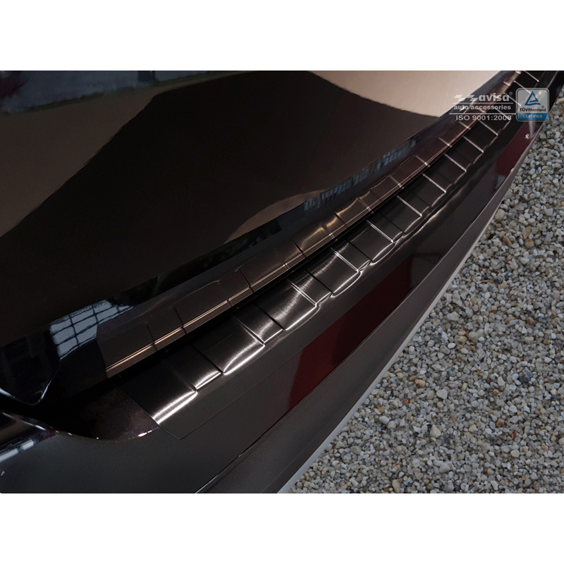 Protection de seuil arrière inox noir sur mesure pour Seat Ateca 2016-2020 & FL 2020- 'Ribs'
