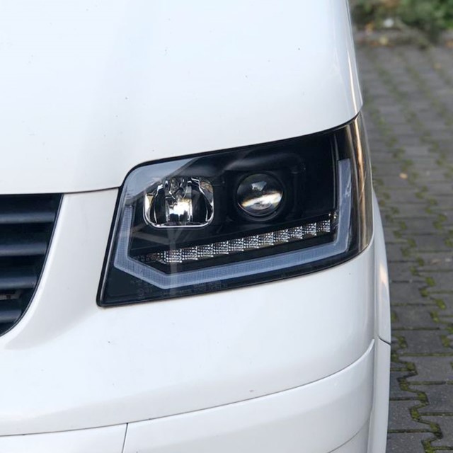 Headlights fits VW T5 03-09 Devil Eyes Dlite LED Dynamic