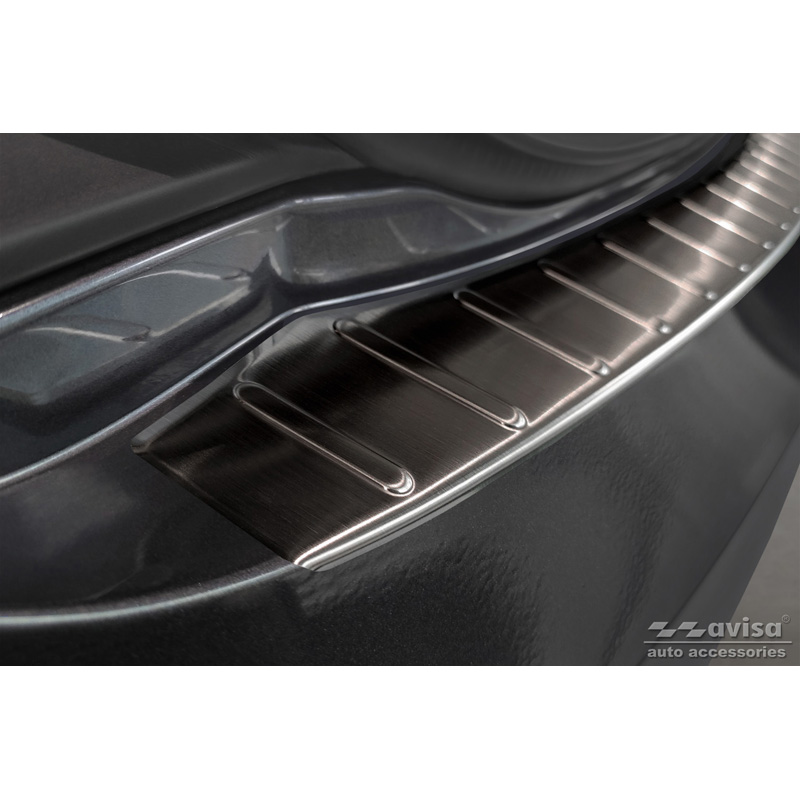 Protection de seuil arrière inox noir sur mesure pour Tesla Model S 2012- 'Ribs'