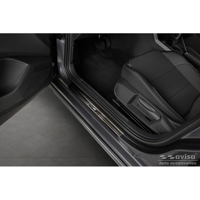 Seuils de portes inoxydable noir sur mesure pour Volkswagen Taigo 2021- 'Exclusive Edition' - 4-pièces
