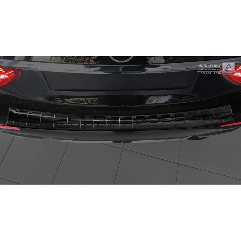 Protection de seuil arrière inox noir sur mesure pour Mercedes Classe-E W213 Kombi 2016- 'Ribs'