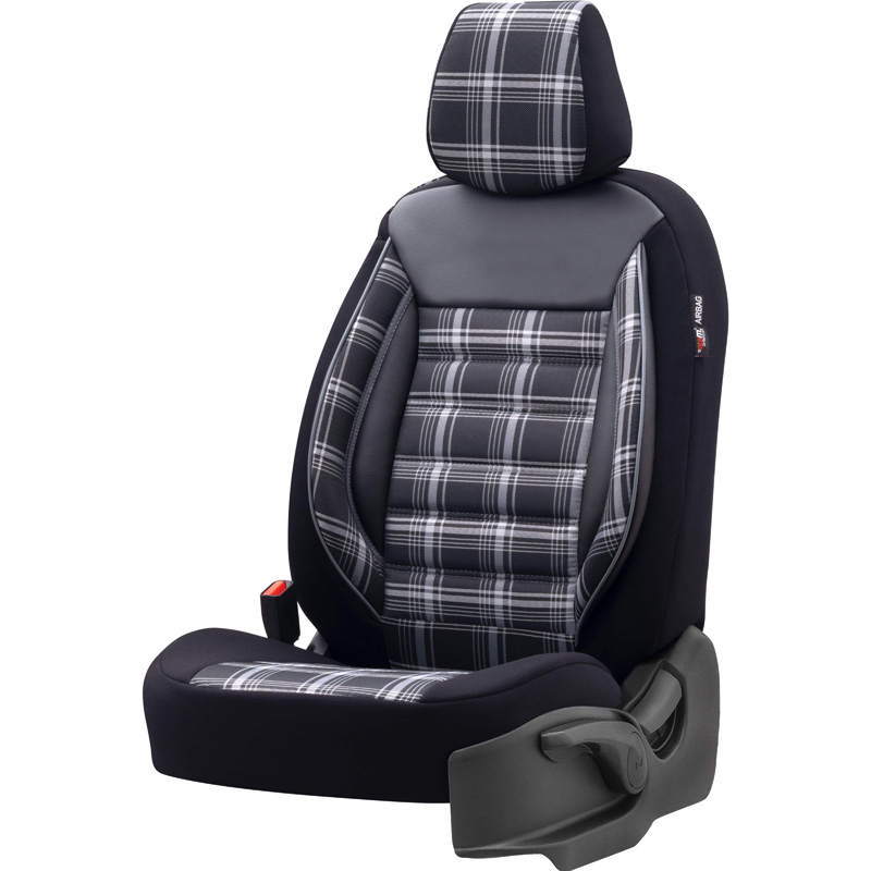 Housse de sièges universel en textile 'Sports' Noir/Gris - 11-pièces - adapté aux Side-Airbags