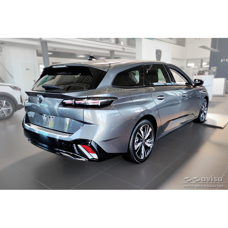 Protection de seuil arrière inox sur mesure pour Peugeot 308 III SW 2021- 'Ribs'