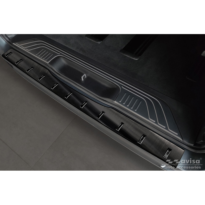 Protection de seuil arrière inox noir sur mesure pour Mercedes Vito / Classe V 2014-2019 & Facelift 2019- (hayon) 'STRONG EDITION'