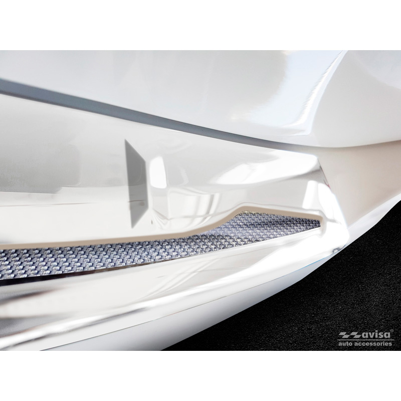 Protection de seuil arrière inox 'Deluxe' sur mesure pour BMW X5 G05 Paquet M 2018- 'Performance' excl. M-Competition Argent/Carbone Argent