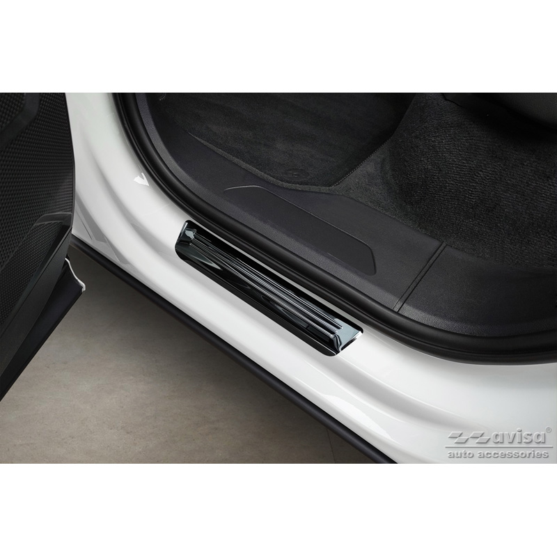 Seuils de portes inoxydable noir sur mesure pour Volkswagen Touareg III 2018- 'Hybrid' - 4-pièces