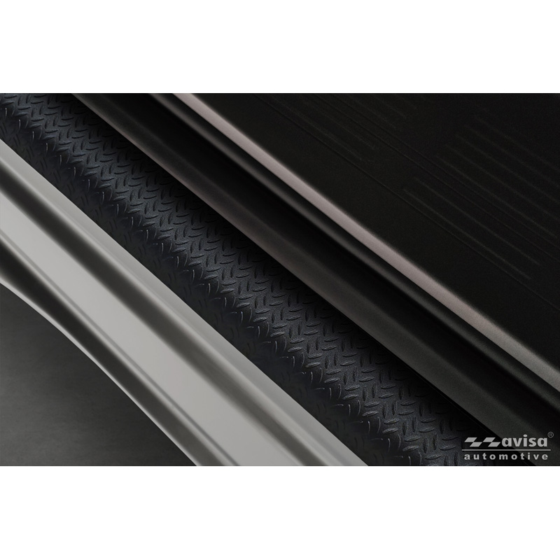 Seuils de portes aluminium 'Riffled Plate' sur mesure pour Volkswagen Multivan T7 2021- - 4-pièces - Noir