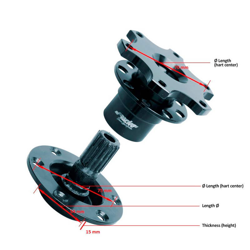 Simoni Racing Quick Release / Extendeur pour moyue de volant - Longueur 68mm