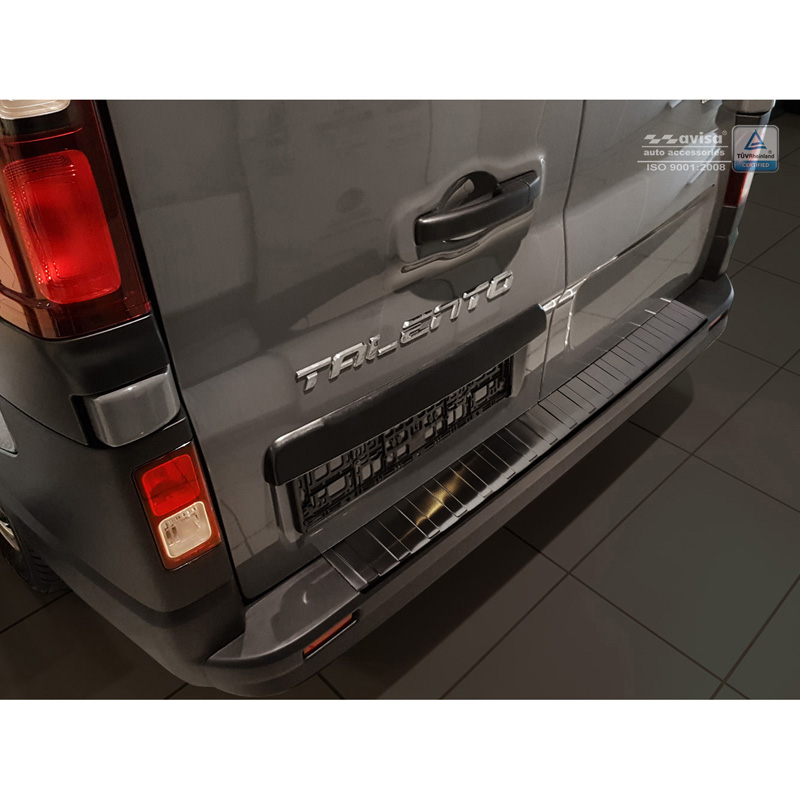 Protection de seuil arrière inox noir sur mesure pour Opel Vivaro 2014-2019 & Renault Trafic 2014-2019 & FL 2019- / Fiat Talento 2016- / Nissan NV300 2016-2019 & FL 2019-2021 'Ribs'
