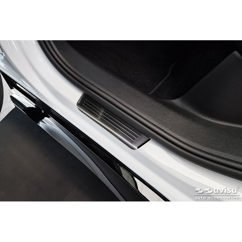 Seuils de portes inoxydable noir sur mesure pour Volkswagen ID.7 2023- & ID.7 Tourer 2024- - 'Lines' - 4-pièces