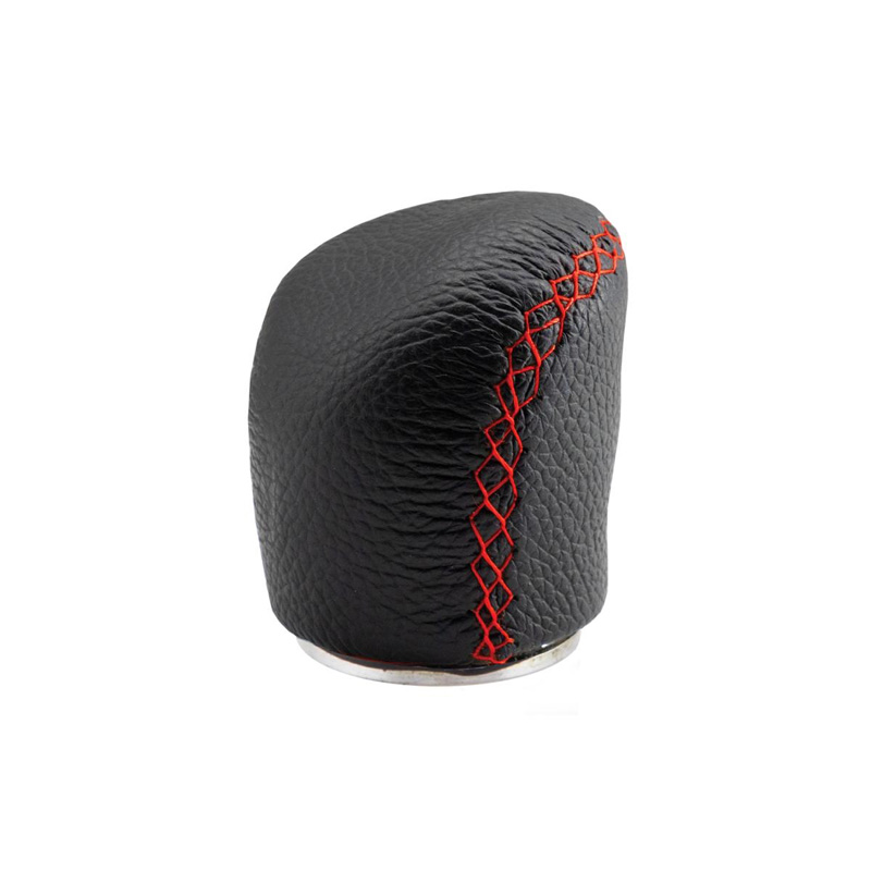 Simoni Racing Pommeau de Vitesse Special - Cuir Noir + Couture Rouge (pour bague de marche arrière)