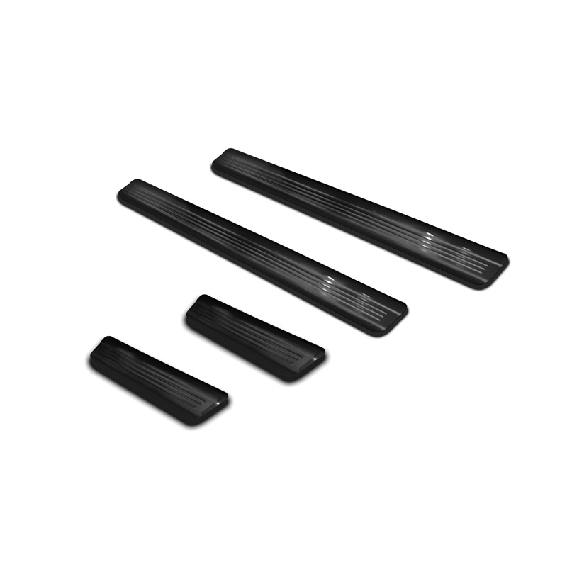 Seuils de portes inoxydable noir sur mesure pour Volkswagen Golf VIII HB/Variant 2020-2024 & FL 2024- Acier Brossé 'Lines' - 4-pièces